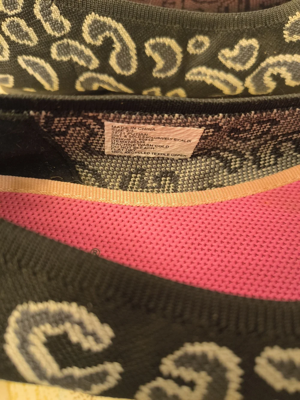Black Patterned Ballet Flats with Pink Insole by LifeStride